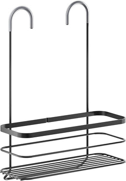 Metaltex - Doucherek - Ophangen zonder boren - Badkamerrek hangend voor aan de douche - Inclusief haken en antikrasbescherming - 28x14x38 cm - Matzwart - 5 jaar garantie
