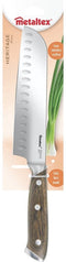 Metaltex Heritage - Koksmes - Santokumes - met Houten Greep - 32 cm - Lemmet 21 cm