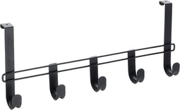Metaltex - Kapstok voor opdekdeur van 2 cm - Zwart - 5 haken - 38x6x15 cm
