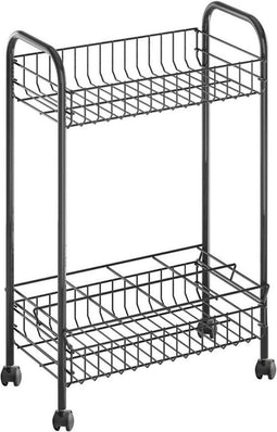 Metaltex - Keukentrolley - Opbergkar - Trolley met flessenrek - Opbergtrolley - Zwart - Op wielen