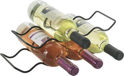 Metaltex - Set van 2 flessenhouders - Flessenrek - Wave 20 - Mat zwart - voor wijnflessen (0,75 liter)