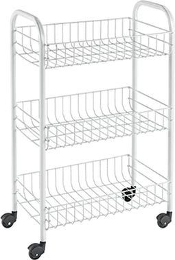 Metaltex - Siena Keukentrolley - Opbergtrolley - Serveerwagen - 3 manden - Op wielen - Opbergkar - Wit - 41x23x63 cm