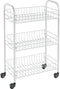 Metaltex - Siena Keukentrolley - Opbergtrolley - Serveerwagen - 3 manden - Op wielen - Opbergkar - Wit - 41x23x63 cm