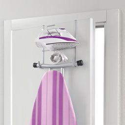 Metaltex - Strijksethouder voor Deur - Ophangsysteem voor Strijkplank en Strijkijzer - Zonder Boren - Zilver