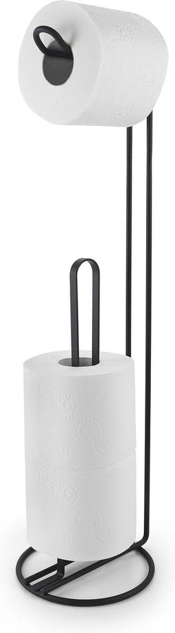 Metaltex - Toiletrolhouder Staand - Reserverolhouder - Wc rolhouder - Mat zwart - 58x15cm - 5 jaar garantie