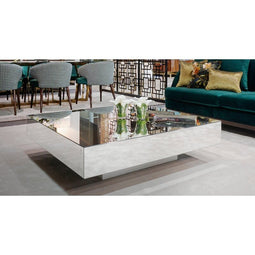 Metro Lane Salontafel - Incl Spiegel - Vierkant - 140 x 140 x 40 cm - Wit