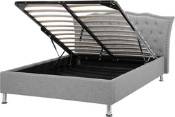 METZ - Bed met opbergruimte - Grijs - 140 x 200 cm - Polyester