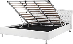 METZ - Bed met opbergruimte - Wit - 180 x 200 cm - Kunstleer