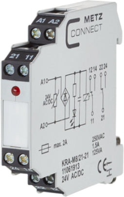 Metz Connect 11061913 Koppelelement 24, 24 V/AC, V/DC (max) 2x wisselcontact 1 stuk(s)