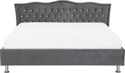 METZ - Tweepersoonsbed - Donkergrijs - 180 x 200 cm - Fluweel