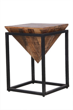 Meubelplaats Bijzettafel Diamant Mangohout 35x35 cm Zwart Metalen Frame - Industrieel Design