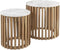 Meubelplaats Bijzettafel Sunset set van 2 Wit marmer met mangohouten frame - ronde bijzettafels - modern design - salontafels