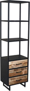 Meubelplaats boekenkast Kate Mangohout 50x35x180 cm zwart/naturel - opebergkast - 2 lades - open kast - modern design