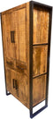 Meubelplaats Dichte Opbergkast Mangohout en Zwart Metaal 95 cm Breed - Massief Hout - met lades en schappen