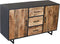 Meubelplaats Dressoir Kate Mangohout 135x45x80 cm zwart/naturel - luxe dressoir - 3 lades - 2 deuren - modern design - kast