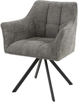 Meubelplaats Eetkamerstoel Raster Draaibaar Bouclé Taupe - Set van 2 - Modern Design