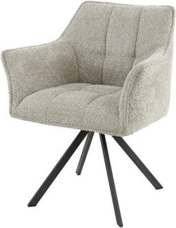 Meubelplaats Eetkamerstoelen (Set van 2) Raster Draaibaar Bouclé Zandkleur - Set van 2 - Modern Design