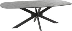 Meubelplaats Eettafel Marquina Deens ovaal melamine 215 cm - marmerlook - zwart