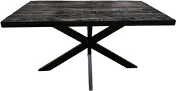 Meubelplaats Eettafel Straight Black Spider Zwart Mangohout 140x80 - Industriële Stijl