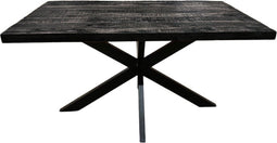 Meubelplaats Eettafel Straight Black Spider Zwart Mangohout 180x80 - Industriële Stijl
