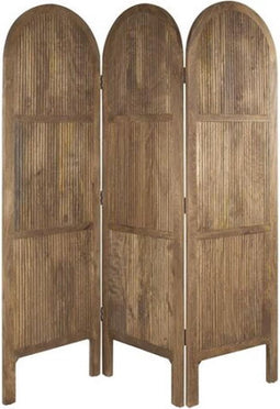Meubelplaats Kamerscherm Roomdivider wave mangohout 3 panelen zandkleur - scheidingswand hout - kant en klaar