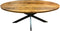 Meubelplaats ovale mango Eettafel met spinpoot industrieel design 210x100 cm - Zwarte Metalen Matrixpoot - mangohout ovaal