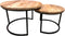 Meubelplaats salontafel Industrieel Lenny Set van 2 mangohout - 52x41 & 41x33 cm - bijzettafel set - mangohout & metaal