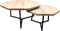 Meubelplaats Salontafel Set Octagon met achthoek Design Massief Eikenhout - 3 cm Dik Blad - industrieel metalen onderstel