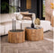Meubelplaats Salontafel Silvia rond set van 2 Leisteen met acaciahouten frame - moderne look - set van twee salontafels