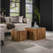 Meubelplaats Salontafel Silvia vierkant set van 2 Leisteen met acaciahouten frame - moderne look - set van twee salontafels