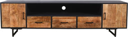 Meubelplaats tv meubel Kate Mangohout 200x45x55 cm zwart/naturel - tv kast - 3 lades - 2 deuren - modern design