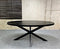 Meubelplaats Zwarte mango Eettafel Ovaal met zwarte matrixpoot van metaal 160x90 - industrieel Design - Massief zwart Mangohout