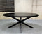 Meubelplaats Zwarte mango Eettafel Ovaal met zwarte matrixpoot van metaal 180x90 - industrieel Design - Massief zwart Mangohout