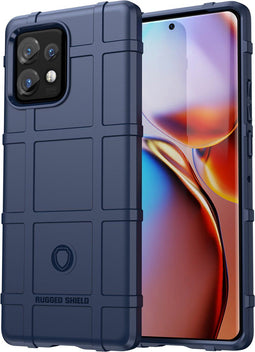 iMoshion Hoesje Geschikt voor Motorola Edge 40 Pro Hoesje Siliconen - iMoshion Rugged Shield Backcover - Donkerblauw