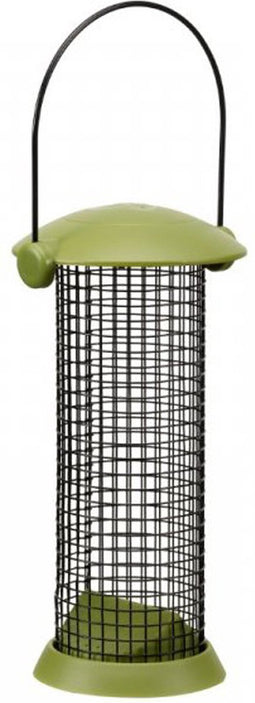 Meuwissen Agro Notensilo - Smart Twist Top - groen/zwart - metaal - 11 x 20 cm - vogel voedersilo voor noten