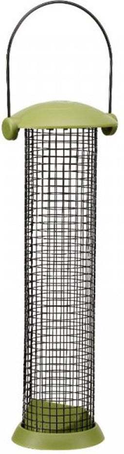Meuwissen Agro Notensilo - Smart Twist Top - groen/zwart - metaal - 11 x 30 cm - vogel voedersilo voor noten