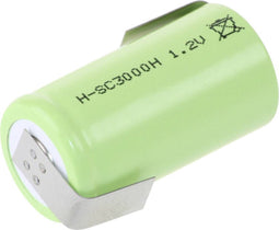 Mexcel -SC3000H Speciale oplaadbare batterij Sub-C Geschikt voor hoge temperaturen, Z-soldeerlip, Flat-top NiMH 1.2 V 3
