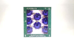Kerstballen glas 6 Cm blauw glans 8 stuks