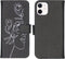 iMoshion Hoesje Geschikt voor iPhone 12 Mini Hoesje Met Pasjeshouder - iMoshion Design Softcase Bookcase - Wit / Zwart / Woman Flower Black