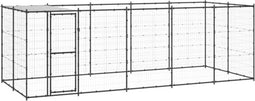 vidaXL - Hondenkennel - met - dak - 12,1 - m² - staal