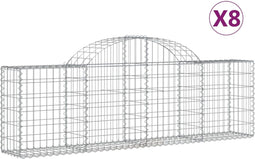 vidaXL - Schanskorven - 8 - st - gewelfd - 200x30x60/80 - cm - gegalvaniseerd - ijzer
