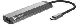 Natec Fowler Slim - Hub USB - 2x USB 3.2 Gen1 5Gb/s - 1x USB-C 3.2 Gen1 5Gb/s - HDMI 1.4 - 13mm hoog - 28mm breed