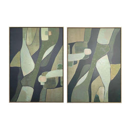 Schilderij Home ESPRIT Groen Abstract Modern (2 Stuks)