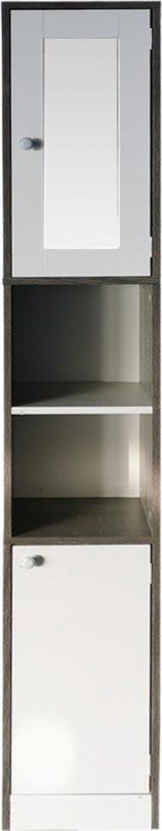 Kolomkast badkamer - opbergkast badkamer hal slaapkamer - met spiegel - 180 cm hoog