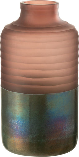 J-Line Vaas Mat/Blinkend Glas Roze Medium - Bloemenvaas 32.00 cm hoog