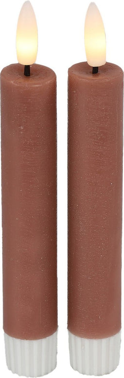 Countryfield Led dinerkaarsen - 2x st- roze -H15cm - afstandsbediening