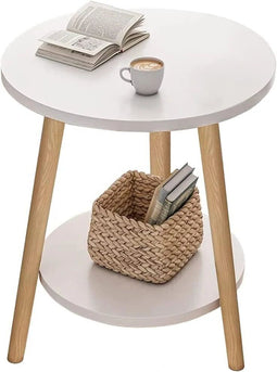 Kzobyd Bijzettafel - 2 Planken - 38 cm diameter - Wit - 55 cm hoog