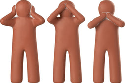 J-Line figuur P'tit Maurice Horen/Zien/Zwijgen - polyresin - oranje - small - 3 stuks