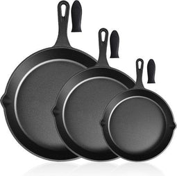 Castex Gietijzeren Pan Tri-Set - Koekenpannenset - Ø 16 20 26 cm - Vooraf gekruid