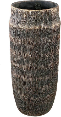 PTMD Bloempot Sary - 24x24x55 cm - Cement - Zwart